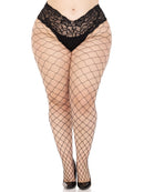 Diamond net pantyhose with sexy lace boy short top