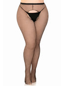 Plus Size Crotchless Fishnet Panty Hose PLUS SI BLACK