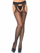 Spandex sheer scalloped suspender hose.