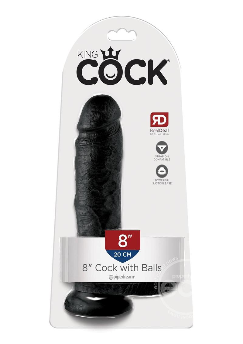 King Cock Dildo with Balls 8in