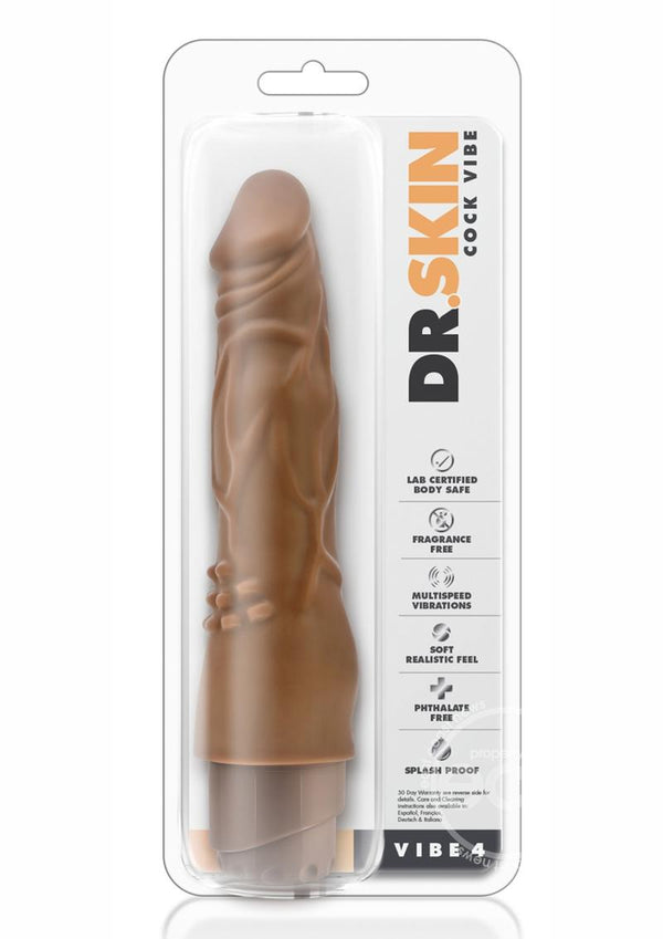 Dr. Skin Silver Collection Cock Vibe 4 Vibrating Dildo 8in - Caramel
