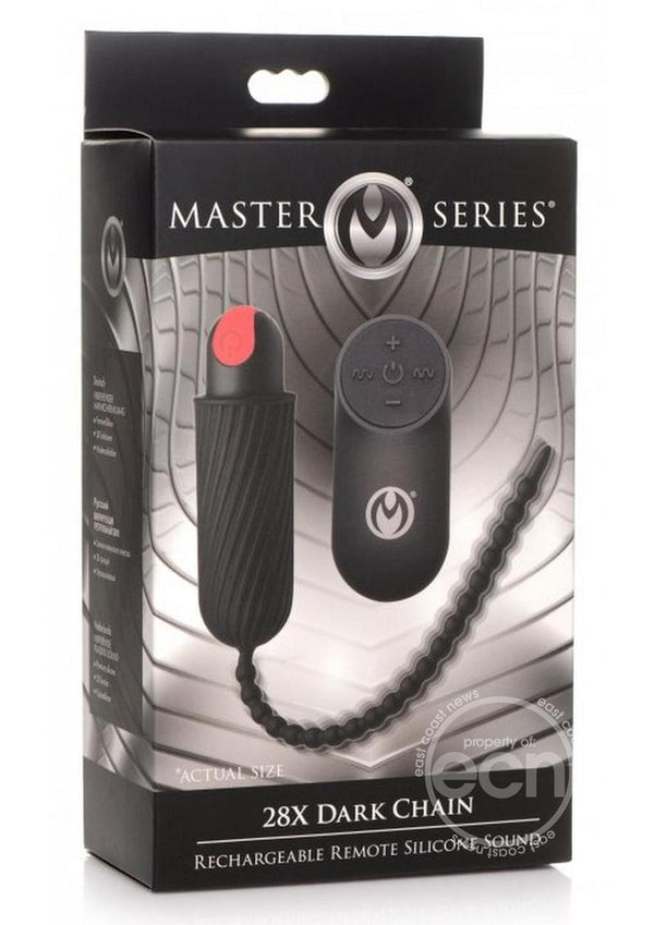 Master Series 28X Dark Chain Rechargeable Silicone Remote Control Urethral Sounding Chain - Black/Red