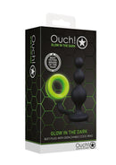 Ouch! Silicone Cock Ring with Beaded Anal Plug Glow in the Dark - Green