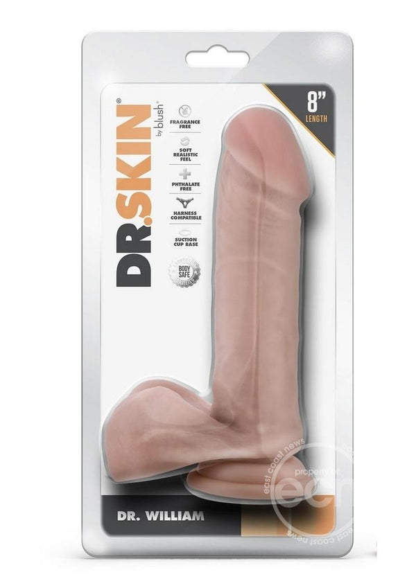 Dr. Skin Dr. William Dildo with Balls and Suction Cup 8in