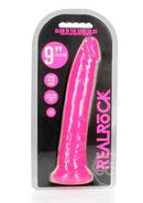 RealRock Slim Glow in the Dark Dildo with Suction Cup 9in