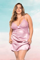satin babydoll with lace cups 2x-3x