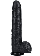 RealRock Ultra Realistic Skin Extra Large Straight Dildo with Balls and Suction Cup 14in - Chocolate
