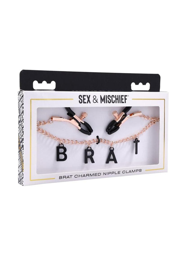 Sex & Mischief Brat Charm Nipple Clamp - Rose Gold/Black