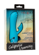 California Dreaming Sunset Beach Seducer Rechargeable Silicone Rabbit Vibrator - Blue