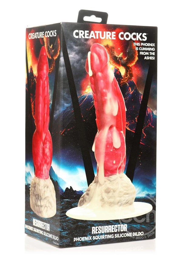 Creature Cocks Resurrector Phoenix Squirting Silicone Dildo - Red/White