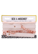 Sex & Mischief Peaches ‘n CreaMe Fur Collar & Leash - Ivory/Rose Gold