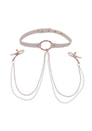 Sex & Miscielf Peaches 'n CreaMe Collar with Nipple Clamps - Ivory/Rose Gold