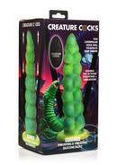 Creature Cocks Squirmer Thrusting & Vibrating Rechargeable Silicone Dildo - Green/Yellow