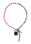 Sex & Mischief Ex's & Oh's Crystal Day Collar -Red/Black