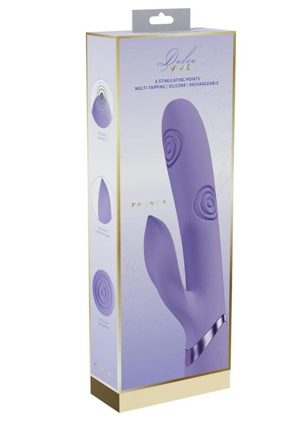 Vive Fronda Silicone Rechargeable Triple Motor G-Spot Vibrating and Tapping Leaf Clit Stimulator - Lavender