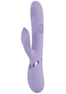 Vive Fronda Silicone Rechargeable Triple Motor G-Spot Vibrating and Tapping Leaf Clit Stimulator - Lavender