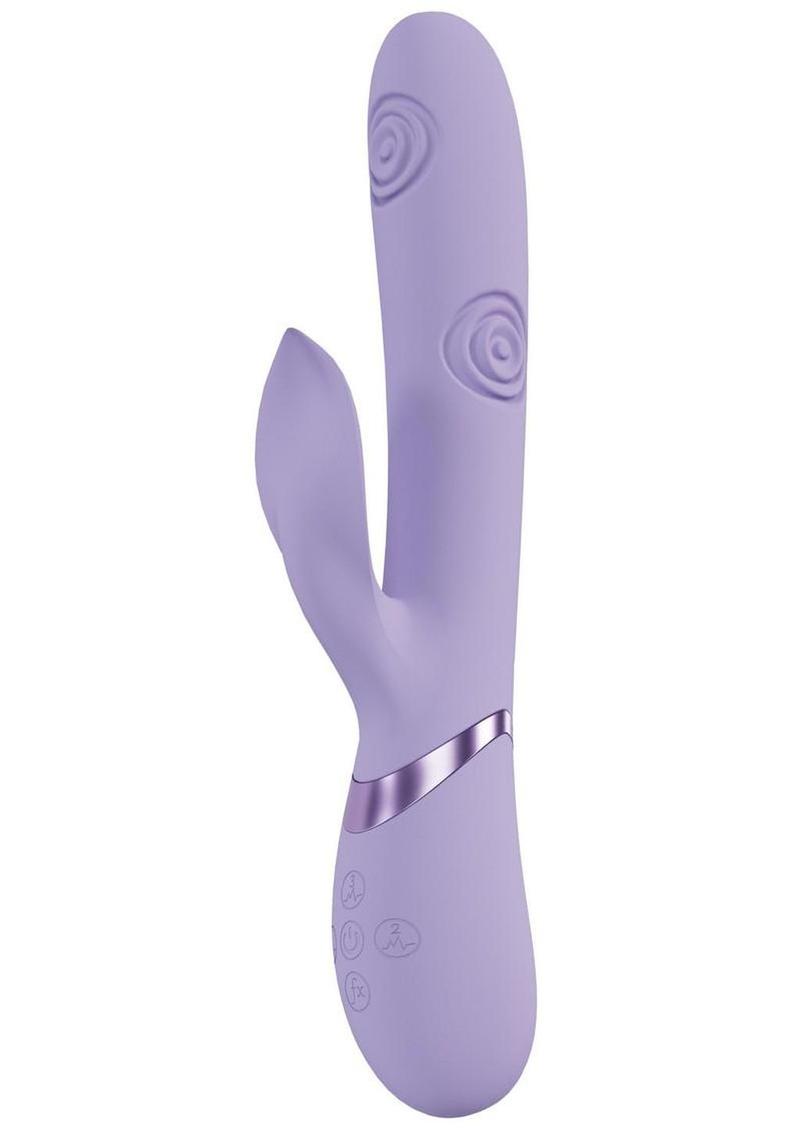 Vive Fronda Silicone Rechargeable Triple Motor G-Spot Vibrating and Tapping Leaf Clit Stimulator - Lavender