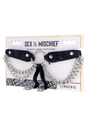 Sex & Mischief Chain Lace Garters - Black/Silver