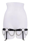 Sex & Mischief Chain Lace Garters - Black/Silver