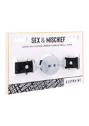 Sex & Mischief Lace Silicone Breathable Ball Gag - Silver/Black