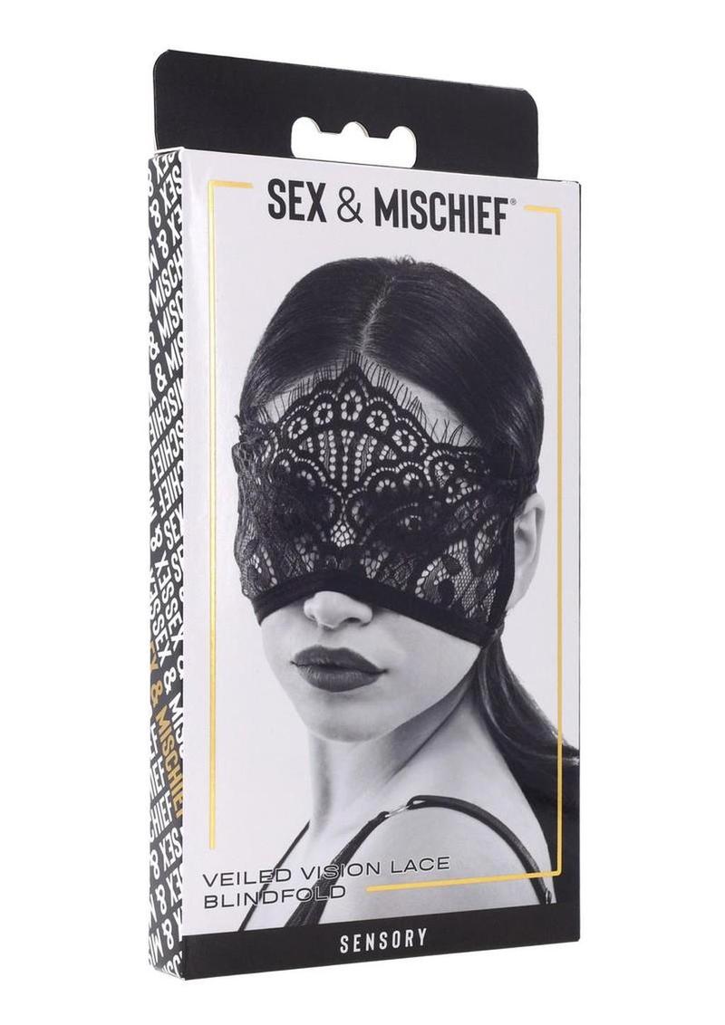 Sex & Mischief Veiled Vision Lace Blindfold - Black