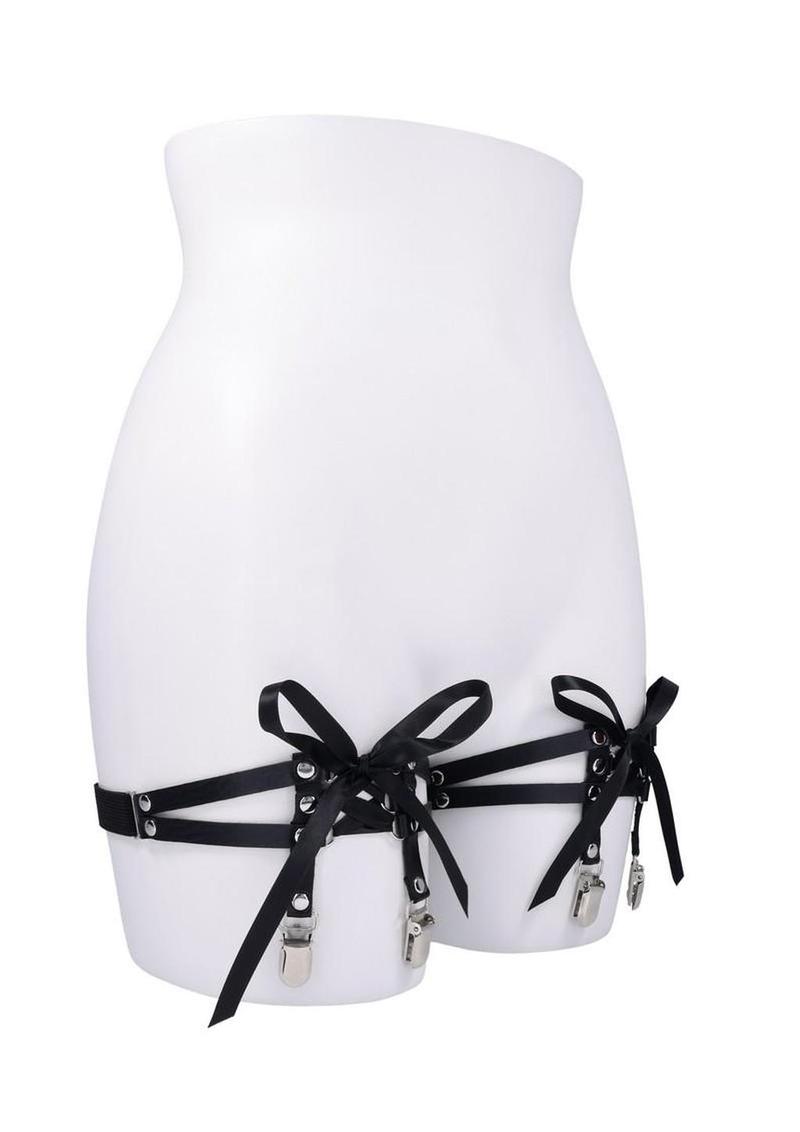Sex & Mischief Laced Up Garters - Black