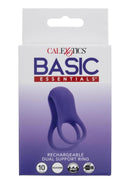 Basic Essentials Rechargeable Dual Support Silicone Cock Ring - Purple