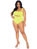 Plus Size 2 PC Opaque Bandeau and Suspender Bodysuit