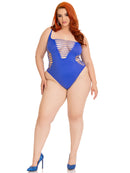 Seamless shredded racer back thong bodysuit.