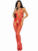 Seamless heart net suspender bodystocking.