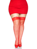 Plus Size Stay Up Lace Top Spandex Industrial Net Thigh Highs