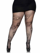 Plus Size Lace Skull Fishnet