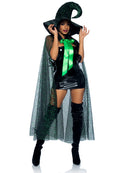 2 PC Witch Costume Kit, Includes Glitter Moon Cape and Witch Hat