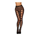 Fishnet Pantyhose w/Back Seam & Satin Bows - Black