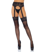 Lace top opaque stockings