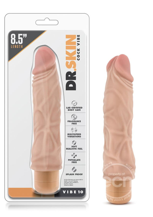 Dr. Skin Cock Vibe 10 Vibrating Dildo 8.5in - Vanilla