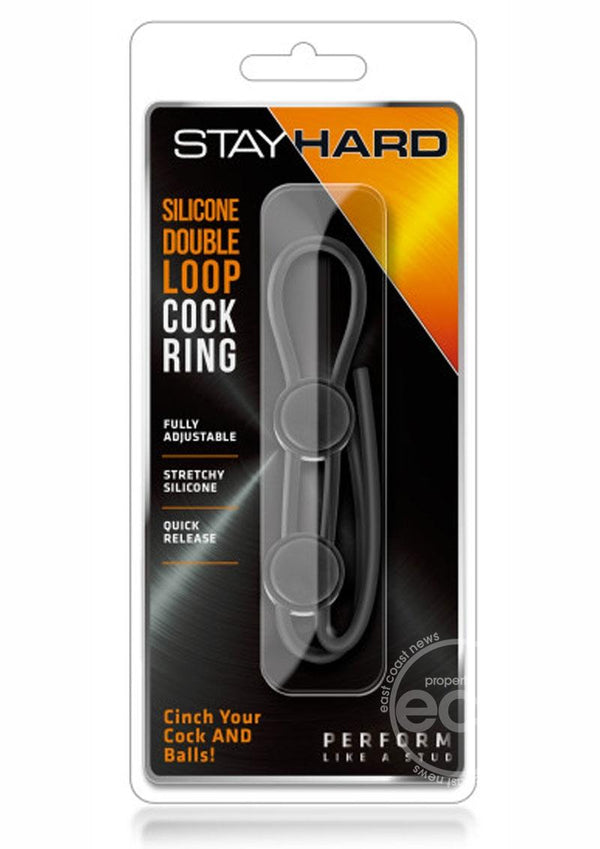 Stay Hard Silicone Double Loop Cock Ring - Black