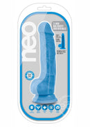 Neo Dual Density Dildo with Balls 7.5in - Neon Blue