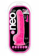 Neo Elite Silicone Dual Density Dildo with Balls 7.5in - Neon Pink