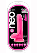 Neo Elite Silicone Dual Density Dildo with Balls 6in - Neon Pink