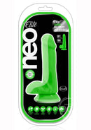 Neo Elite Silicone Dual Density Dildo with Balls 6in - Neon Green
