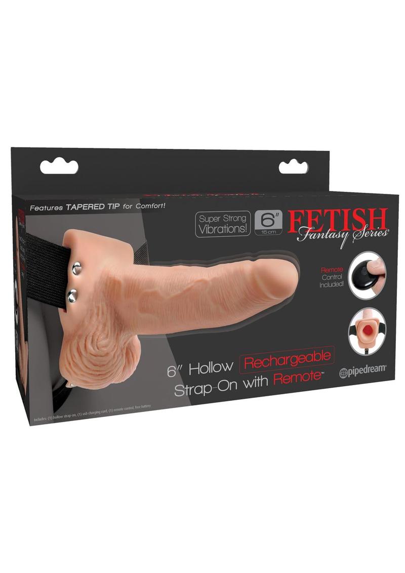 Fetish Fantasy Hollow Rechargeable Strap-On with Remote Control 6in - Flesh