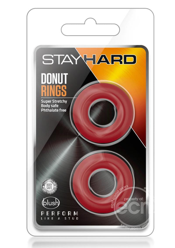 Stay Hard Donut Cock Rings (2 Pack) - Red