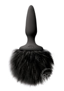 Bunny Tails Mini Silicone Butt Plug - Black Fur - Black