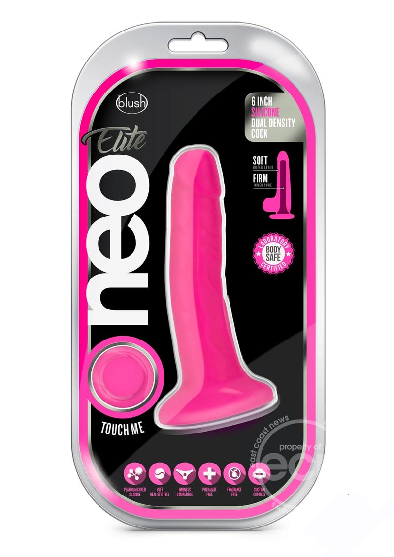 Neo Elite Silicone Dual Density Dildo 6in - Pink