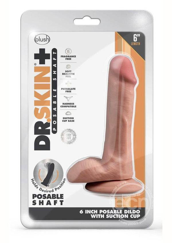 Dr. Skin Plus Posable Dildo with Balls and Suction Cup 6in