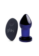 Glas Rechargeable Remote Controlled Vibrating Glass Butt Plug 3.5in - Blue