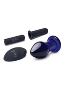 Glas Rechargeable Remote Controlled Vibrating Glass Butt Plug 3.5in - Blue