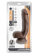 Dr. Skin Plus Thick Posable Dildo with Squeezable Balls 8in - Chocolate