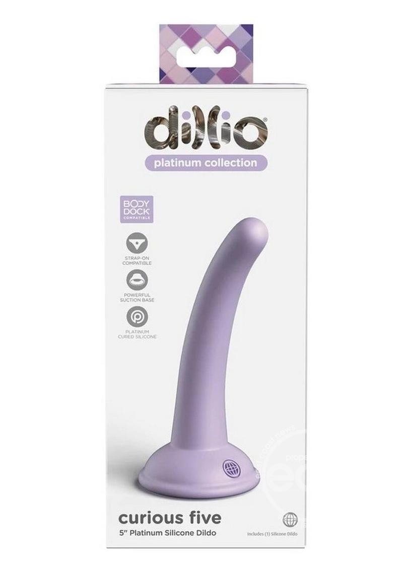 Dillio Platinum Curious Five Silicone Dildo 5in - Lavender